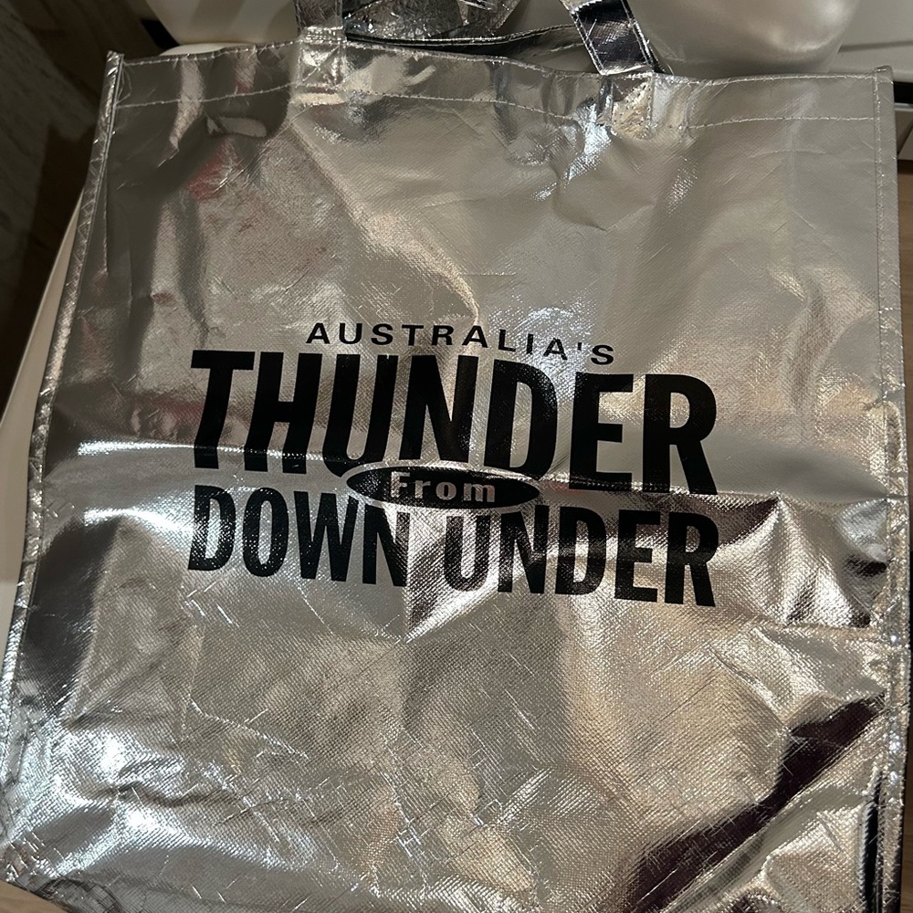 Australia's Thunder Down Under Silver Tote Bag - Metallic Silver